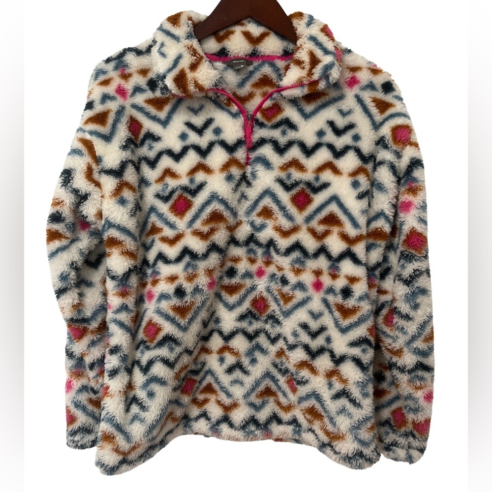 Eddie Bauer Womens M 1/4 Zip Fleece Pullover Multicolor Outdoor